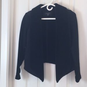 Ann Taylor Black stretchy jacket, faux fur/faux suede